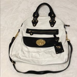 Emma Fox White Leather Black Trim Fold-over Tote